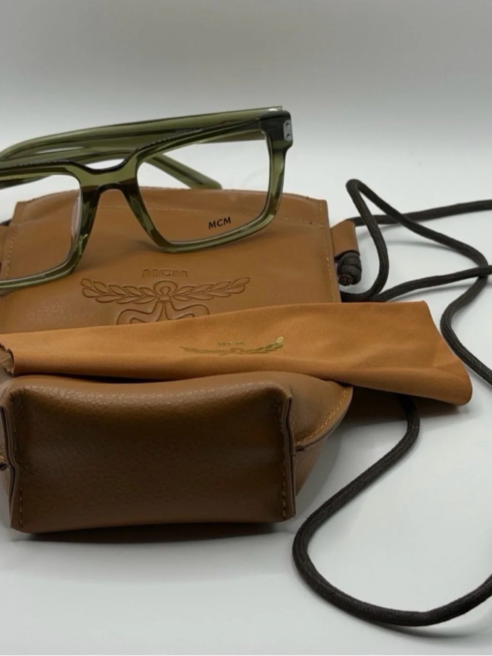 MCM MW5010D Olive Green Eyeglass Frames 54-19-145 New w/ Crossbody Case & Cloth